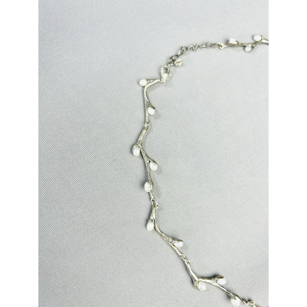 Silver Pussywillow Branch Style Pearl Necklace - Picture 2 of 9